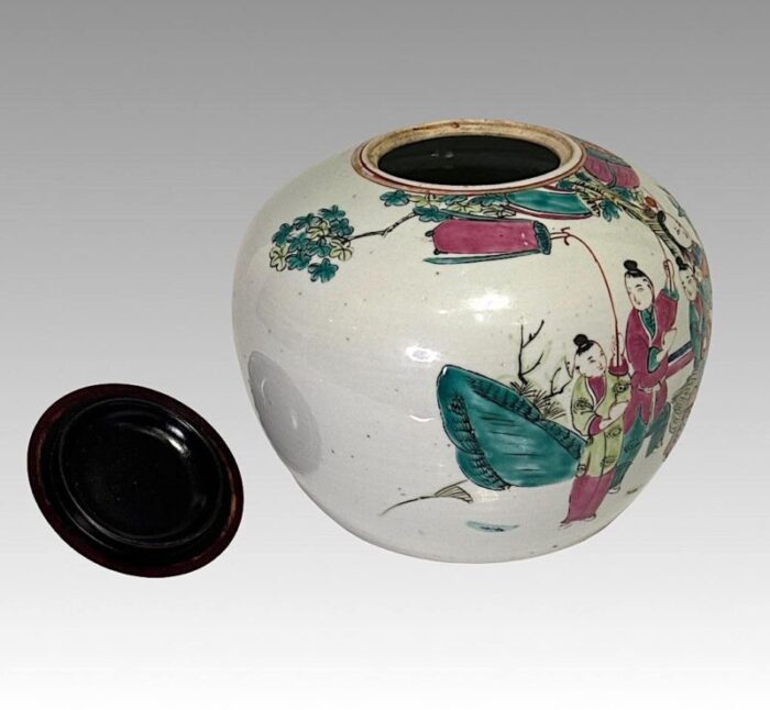 antique famille rose porcelain scenic ginger jar with bats guangxu dynasty the chinese new year parade 3616