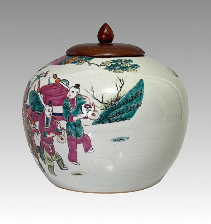 antique famille rose porcelain scenic ginger jar with bats guangxu dynasty the chinese new year parade 3763