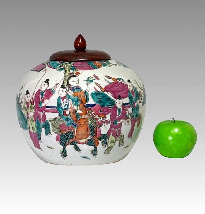 antique famille rose porcelain scenic ginger jar with bats guangxu dynasty the chinese new year parade 5074