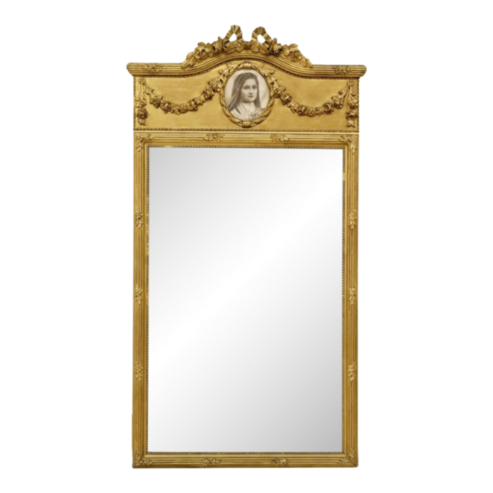 antique french louis xvi style carved giltwood mirror 3977