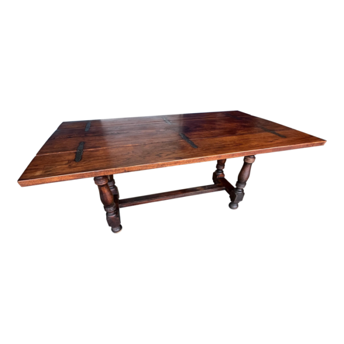 antique french oak folding table with iron hinges 8552