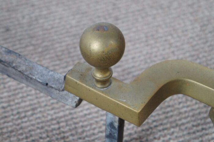 antique georgian colonial revival brass cannonball andirons fireplace fire dogs set of 2 7434