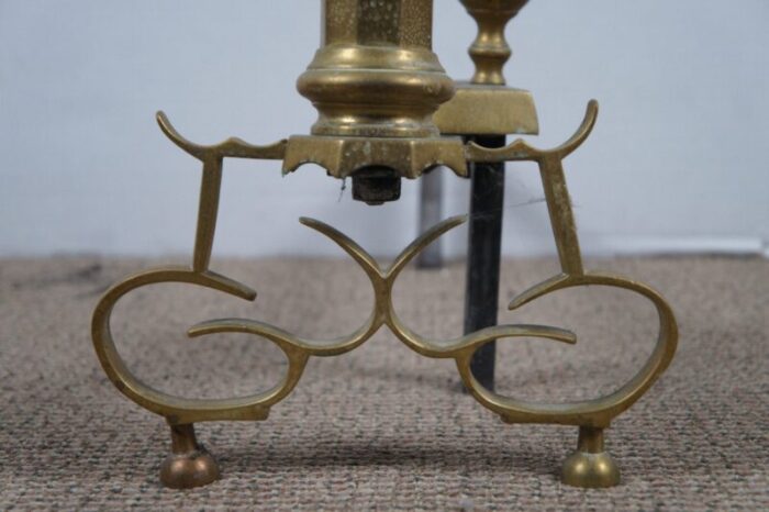 antique georgian colonial revival brass cannonball andirons fireplace fire dogs set of 2 8430