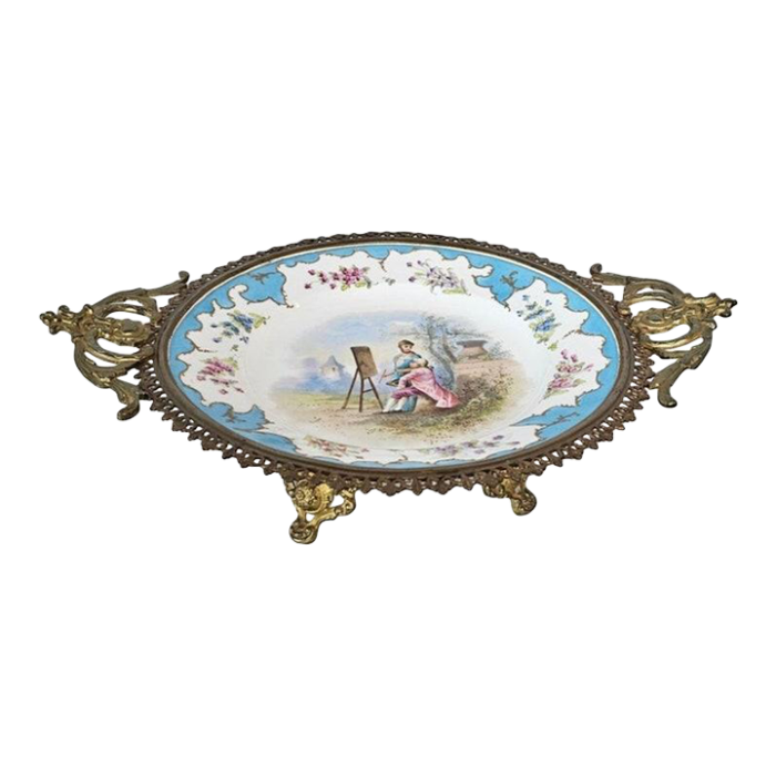 antique german dresden meissen porcelain hand painted tazza centerpiece 2646