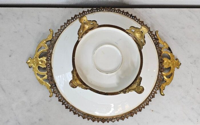 antique german dresden meissen porcelain hand painted tazza centerpiece 8030