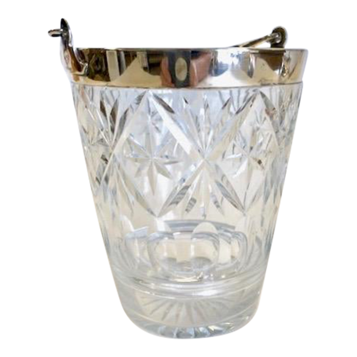 antique grinsell cut glass and silver ice bucket made in england 0298