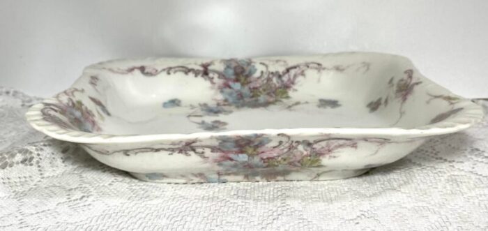 antique hand painted haviland limoges france rectangular serving plate blue poppy green leaves 3861