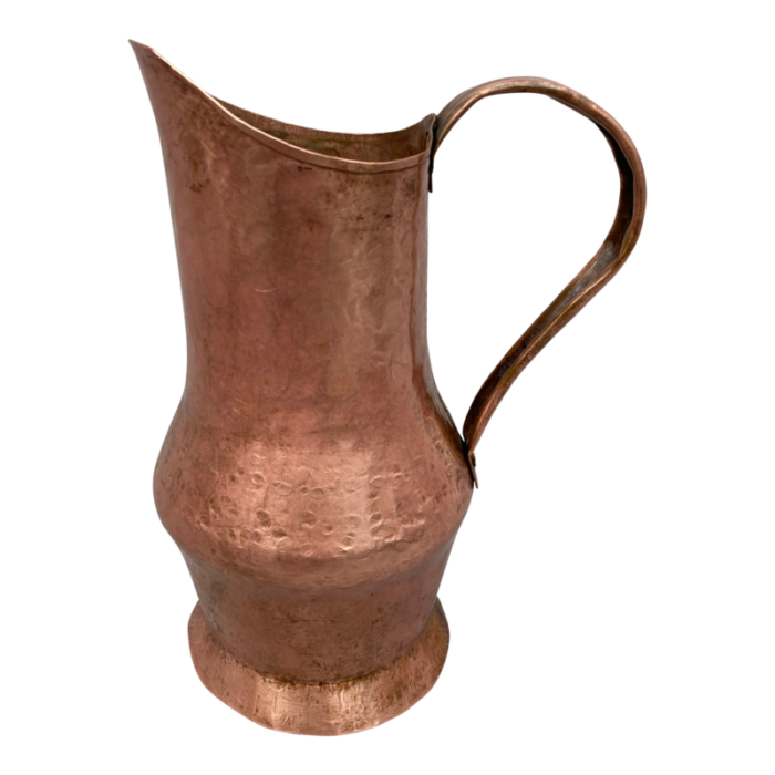 antique hand wrought polished copper pitcher 8330