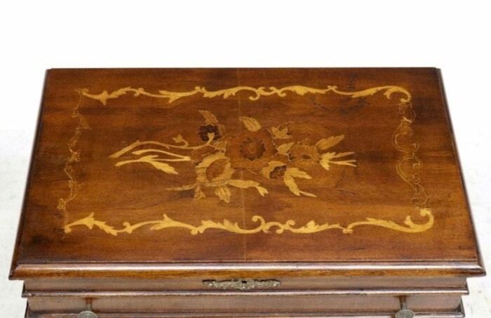 antique italian floral marquetry inlaid sewing stand work table 0433