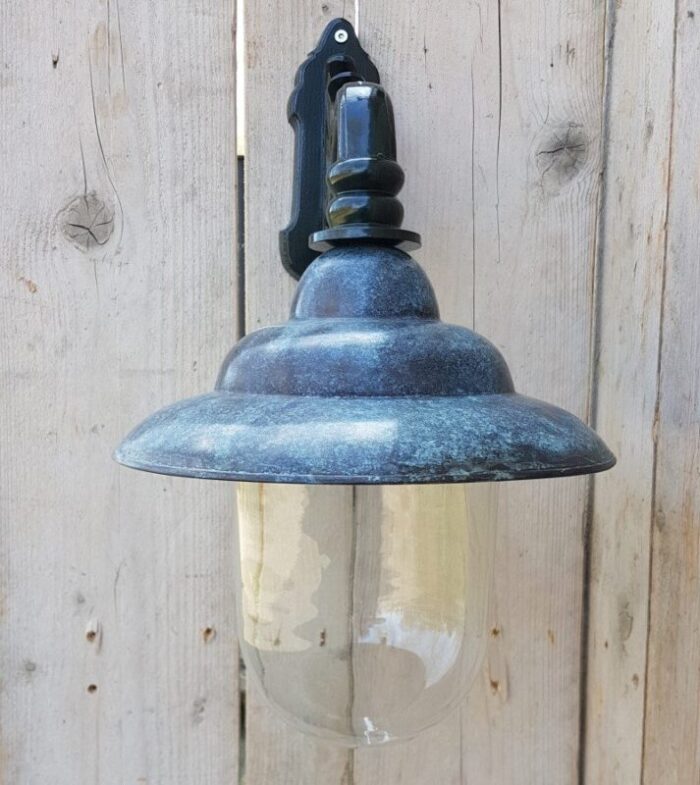 antique italian green copper patina outdoor wall lamp 3