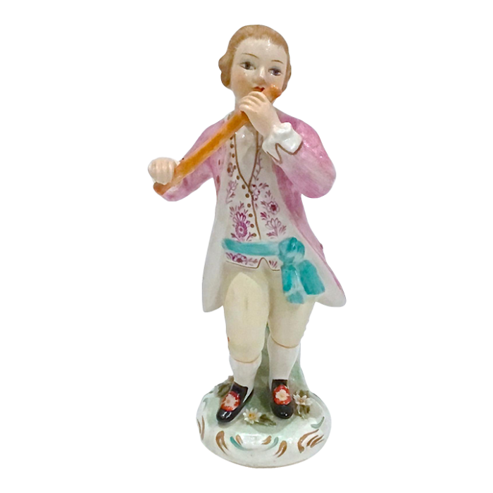 antique italian hand painted flutist figurine 8477