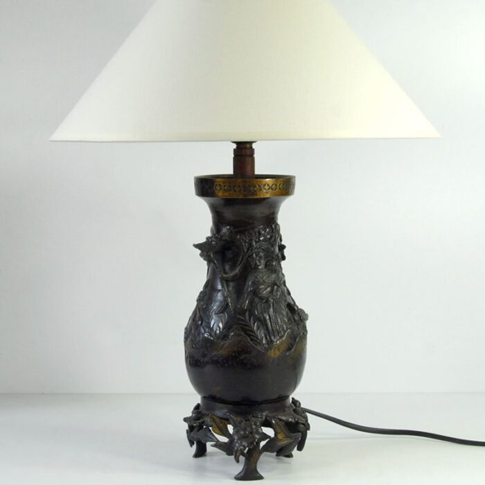 antique japanese bronze lamp 1910s 10