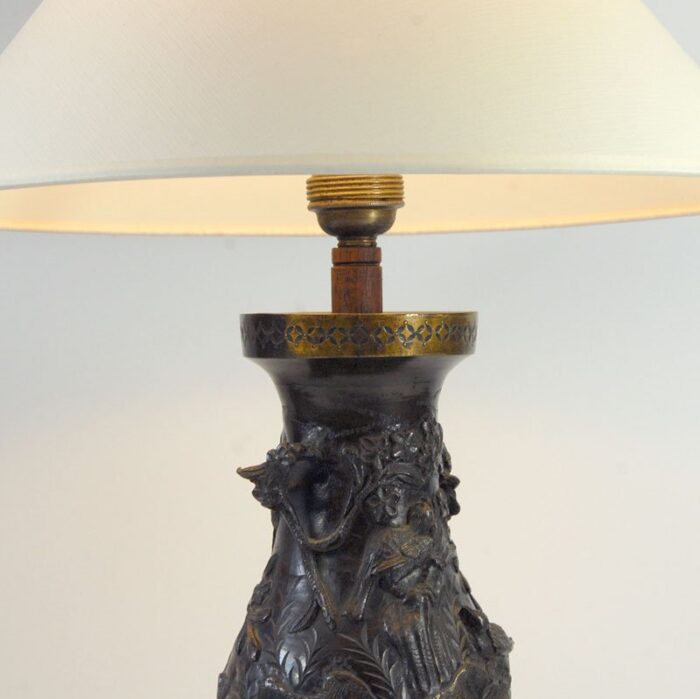 antique japanese bronze lamp 1910s 6