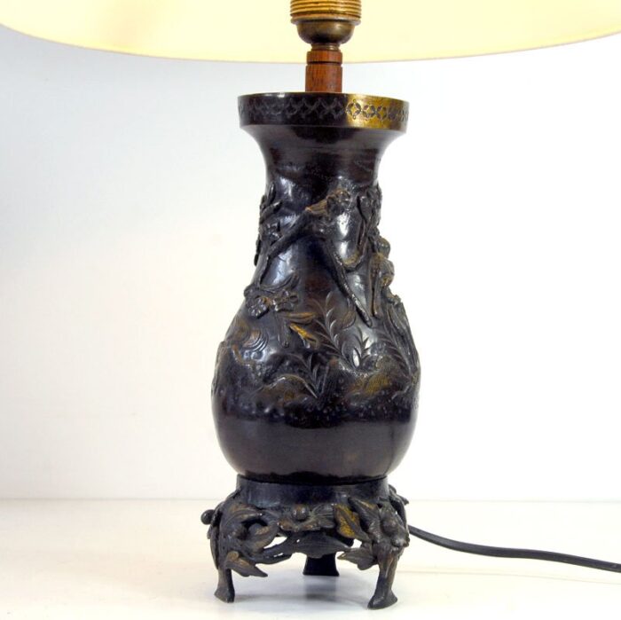 antique japanese bronze lamp 1910s 9