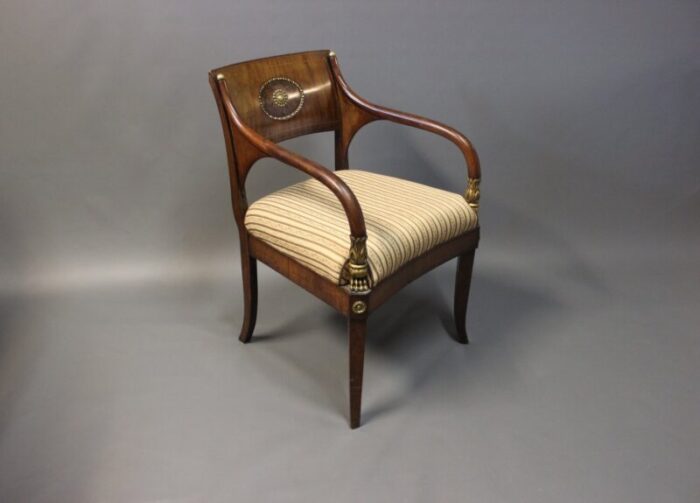 antique mahogany and brass armchair 1830s 1