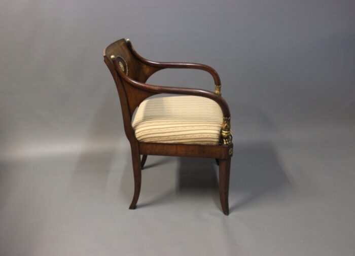 antique mahogany and brass armchair 1830s 2