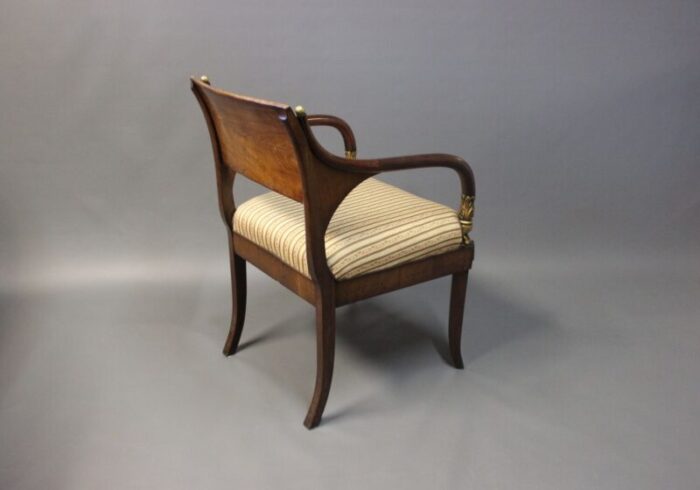 antique mahogany and brass armchair 1830s 3