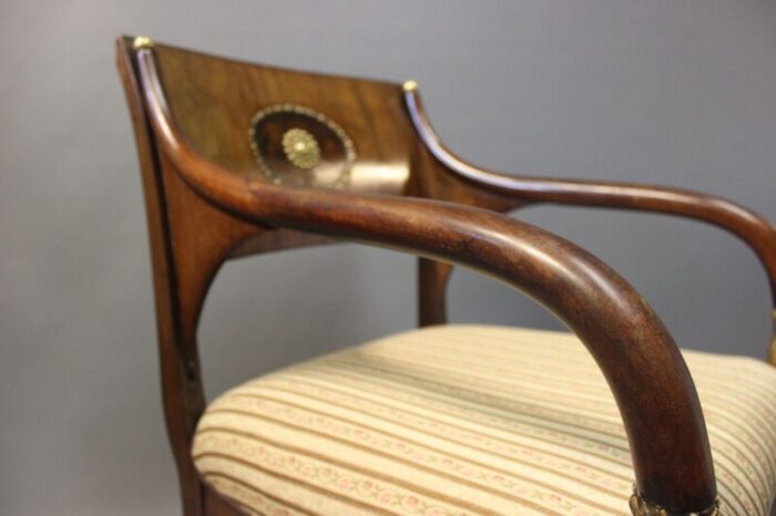 antique mahogany and brass armchair 1830s 4