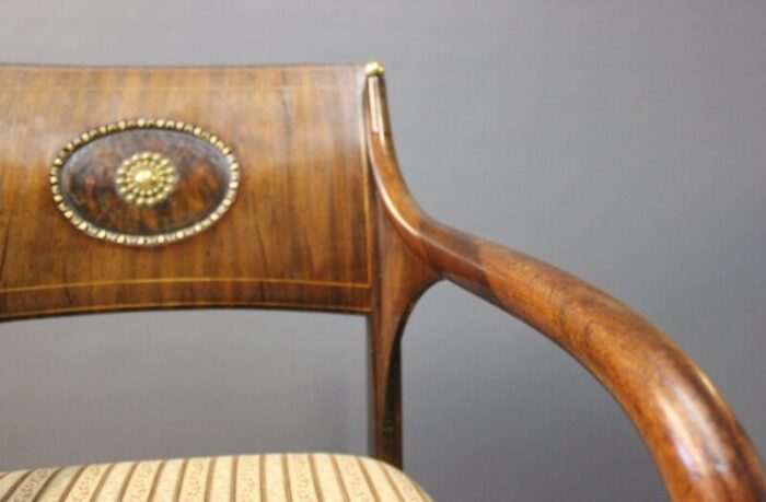 antique mahogany and brass armchair 1830s 7