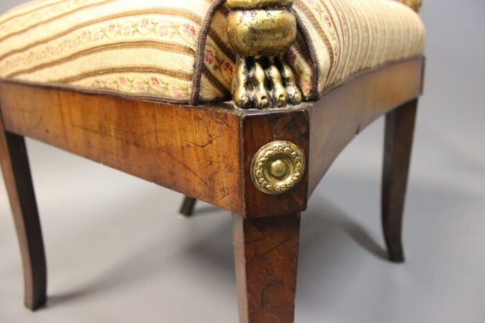 antique mahogany and brass armchair 1830s 8