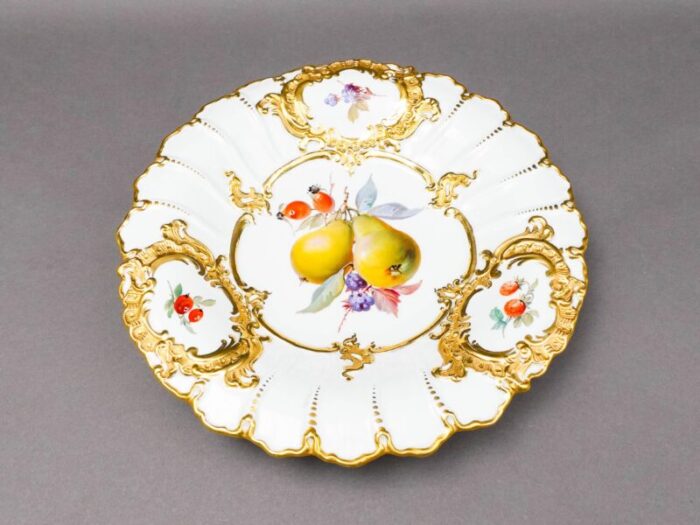 antique meissen gold gild fruit porcelain centerpiece serving bowl cabinet plate 3180