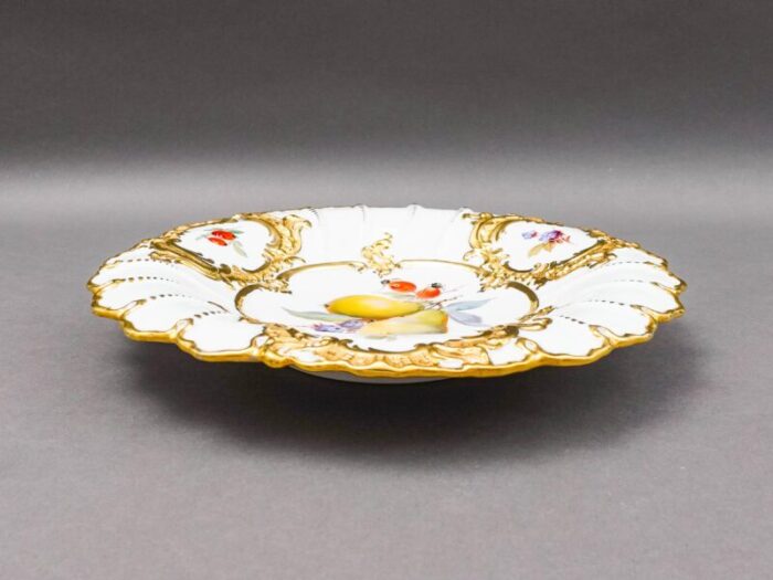 antique meissen gold gild fruit porcelain centerpiece serving bowl cabinet plate 4069