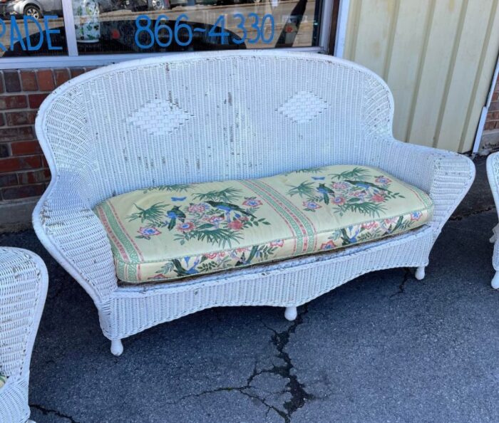 antique merikord wicker set by american chair co 0232