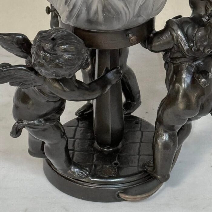 antique neoclassical spelter table lamp girandole with bronze finish 1887