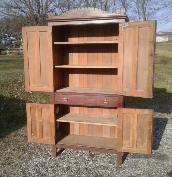 antique oak flat wall pie safe cupboard kitchen pantry 1910s 0545