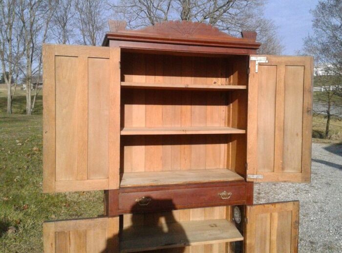 antique oak flat wall pie safe cupboard kitchen pantry 1910s 3275