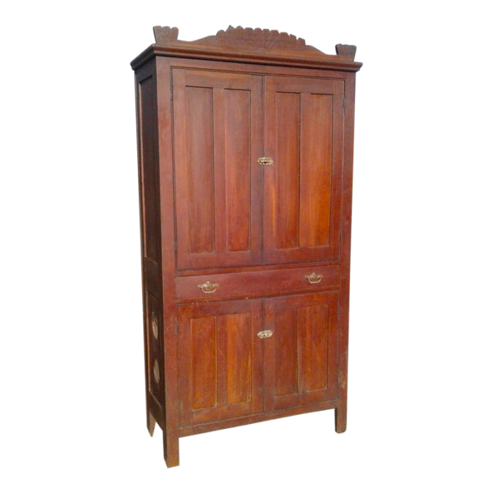 antique oak flat wall pie safe cupboard kitchen pantry 1910s 8212