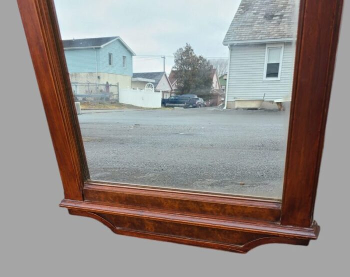 antique ornate 1930s neoclassical burled walnut tall wall mirror 5380