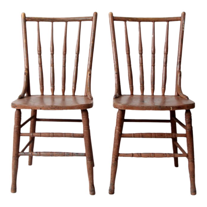 antique painted wood side chairs pair 2551