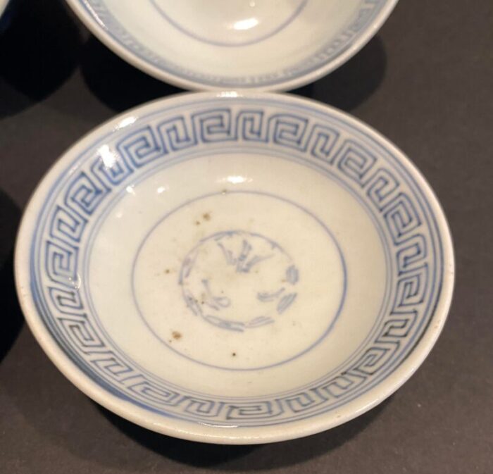 antique pair of japanese blue and white teabowls 4858