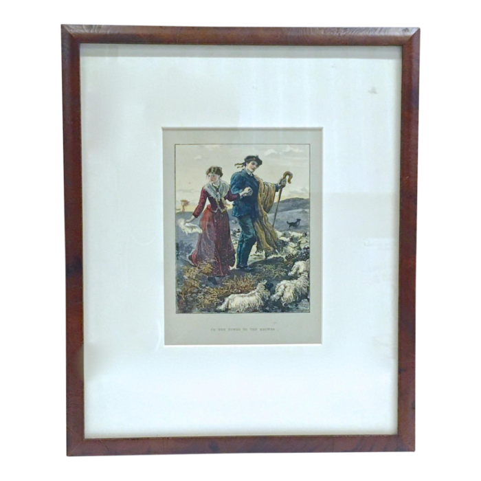 antique scottish sheep herding engraving 9913