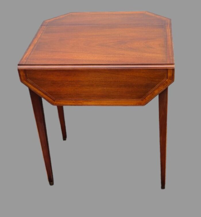 antique sheraton mahogany one drawer pencil inlay drop leaf side table 6037