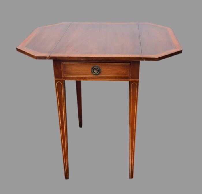 antique sheraton mahogany one drawer pencil inlay drop leaf side table 6766