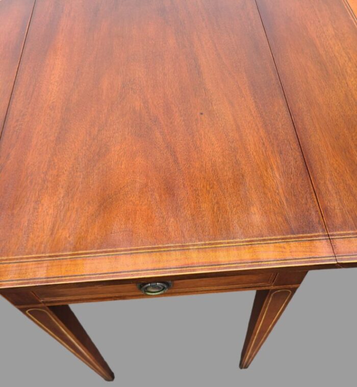 antique sheraton mahogany one drawer pencil inlay drop leaf side table 7171