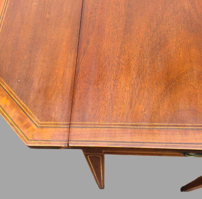 antique sheraton mahogany one drawer pencil inlay drop leaf side table 7470