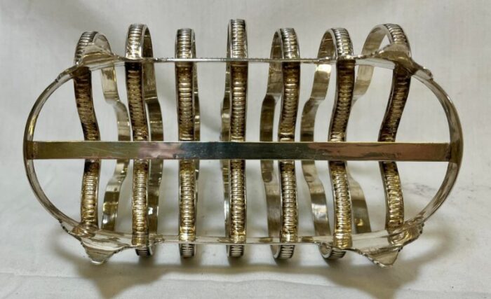 antique silver plate 6 slice footed toast rack made in england circa 1900 2953