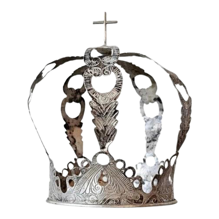 antique spanish colonial altar figure crown 8490