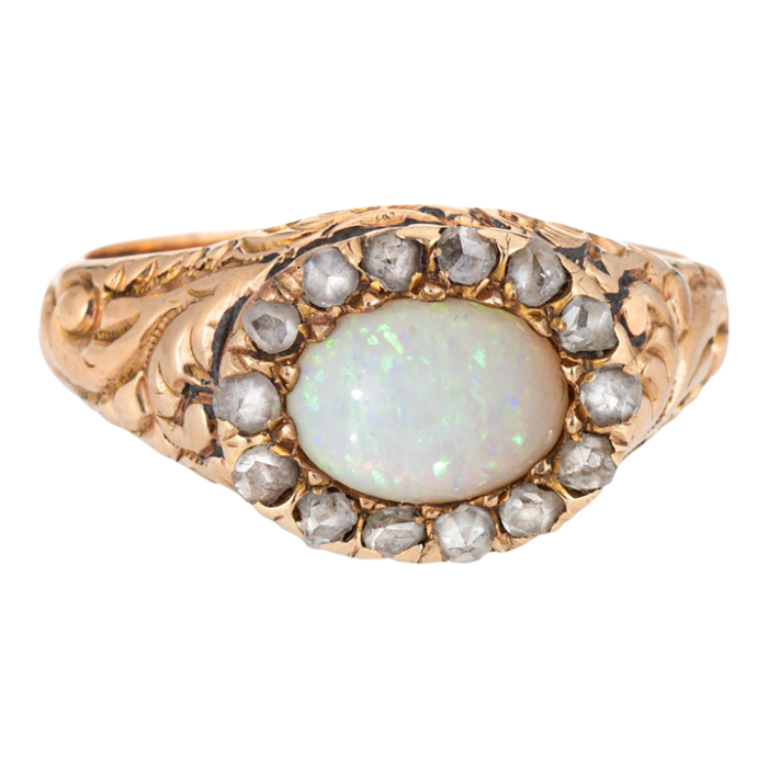 antique victorian opal diamond 14k yellow gold ring size 575 1964