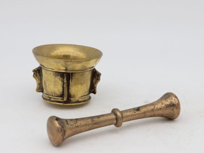 antique vintage brass mortar and pestle 2357