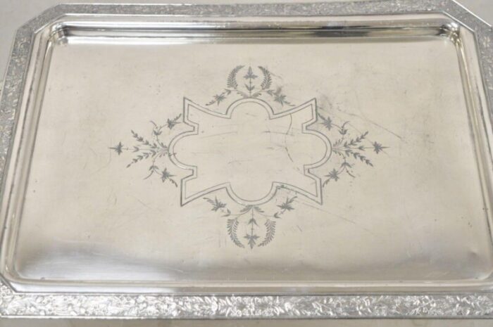 antique wilcox victorian aesthetic movement silver plated serving platter tray 2630