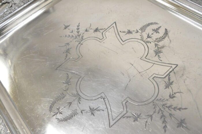 antique wilcox victorian aesthetic movement silver plated serving platter tray 4319