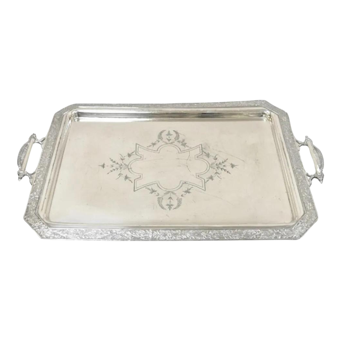 antique wilcox victorian aesthetic movement silver plated serving platter tray 4637