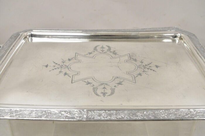 antique wilcox victorian aesthetic movement silver plated serving platter tray 6292