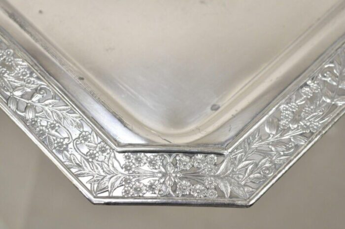 antique wilcox victorian aesthetic movement silver plated serving platter tray 6424