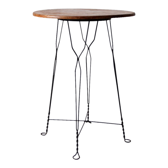 antique wrought iron and wood tall bistro table 5872