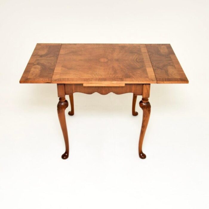 antique burr walnut draw leaf dining table 4 master